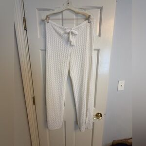 BECCA White Crochet Knit Drawstring Pants